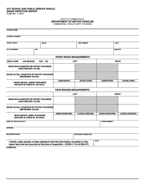 Ct Brake Inspection Form