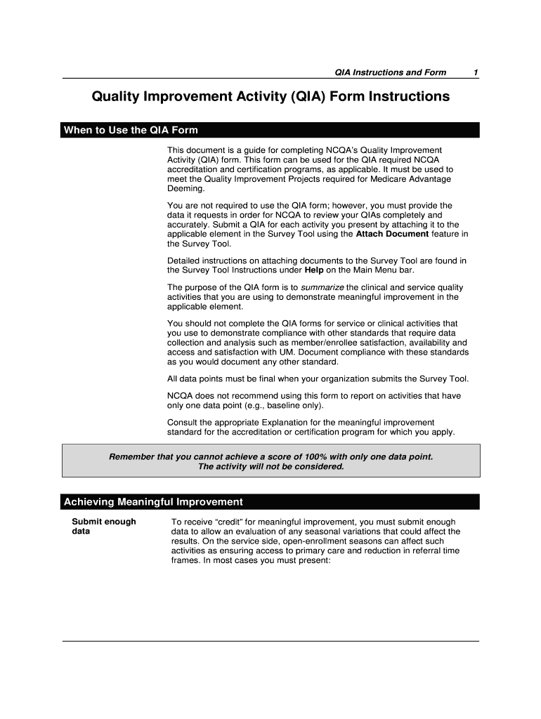  Quality Improvement Form 2007-2024