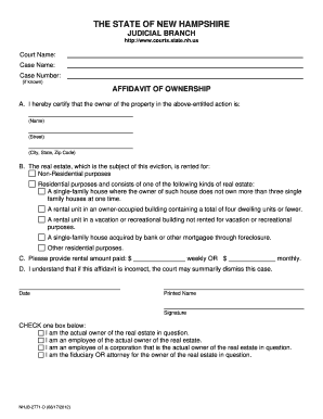 New House Owner Affidavit  Form