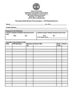 Tn Cpe Reporting Form