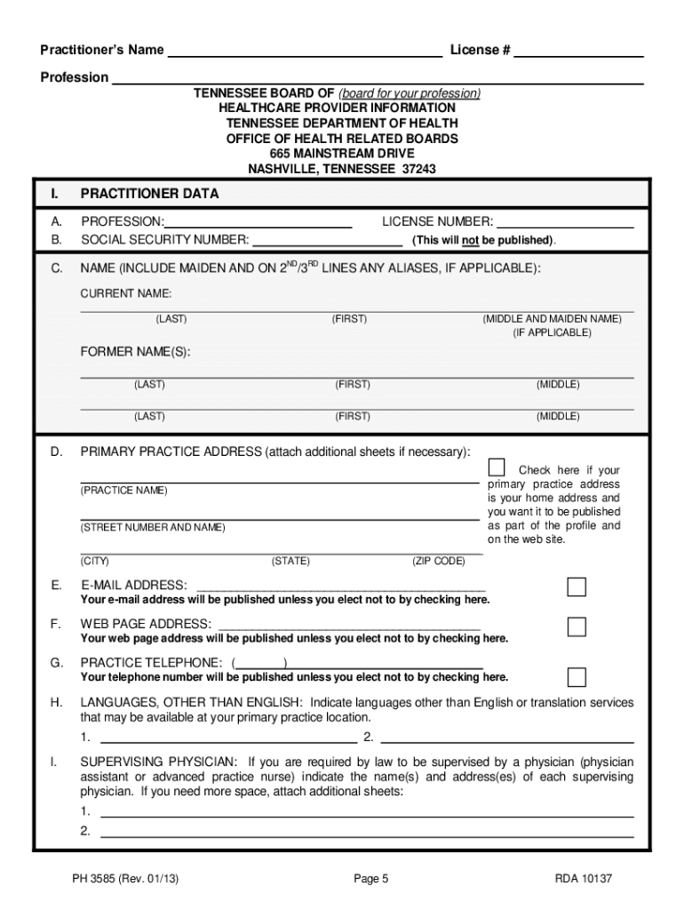  Tennessee Questionnaire 2013-2024