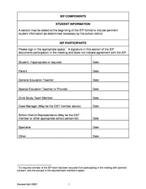 State Model IEP Form State of New Jersey State Nj