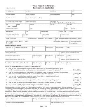  Texas Hazmat Endorsement Application 2012
