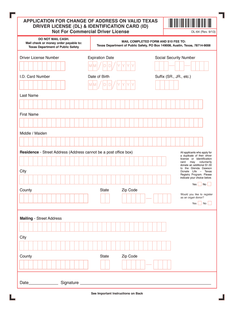 Change Address on Texas Driver's License 2013-2024 Form - Fill Out and