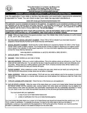 Texas Barber Board  Form