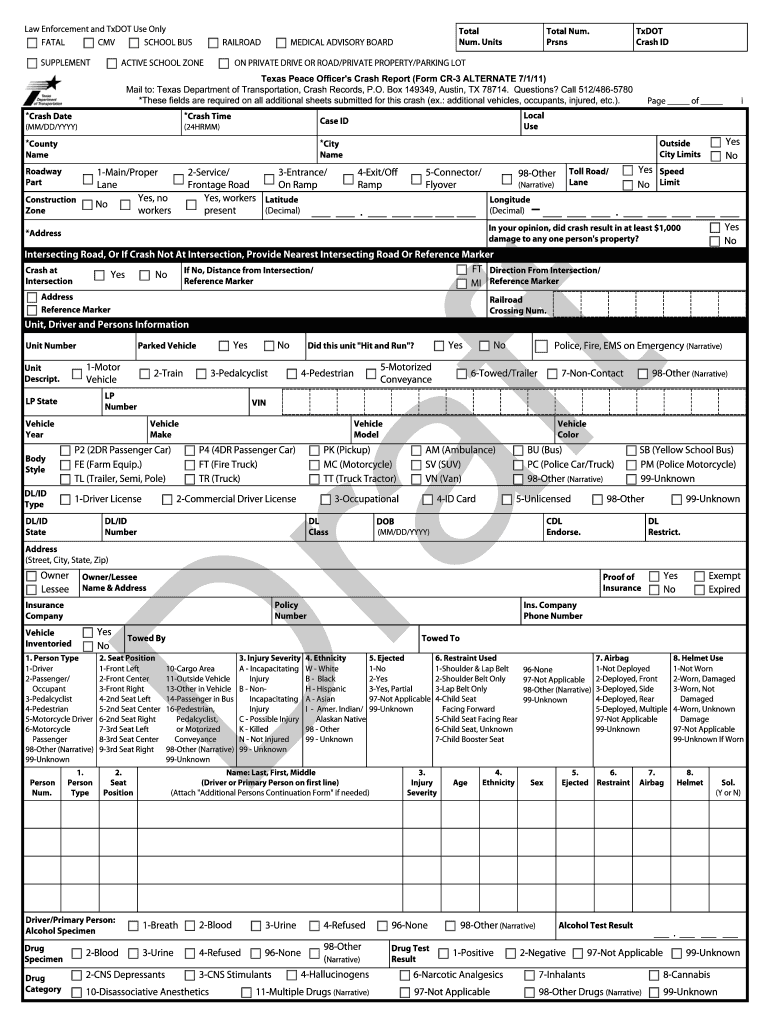 Cr 3 Police Report Texas Form