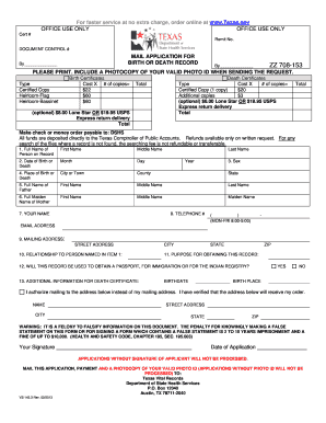Application PDF Texas Department of State Health Services Dshs State Tx  Form