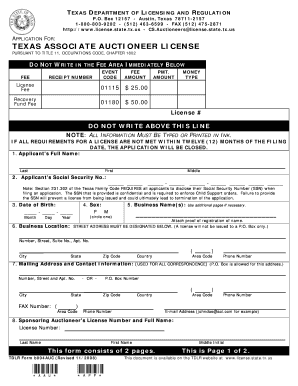 Drivers Ed Packet from Texas Department of Licensing and Regulation  Form