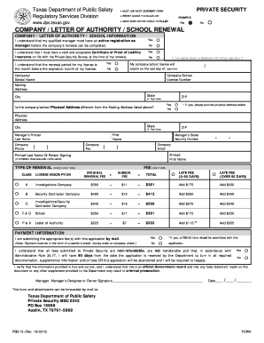 Company Letter of Authority School Renewal Texas Department of Txdps State Tx  Form