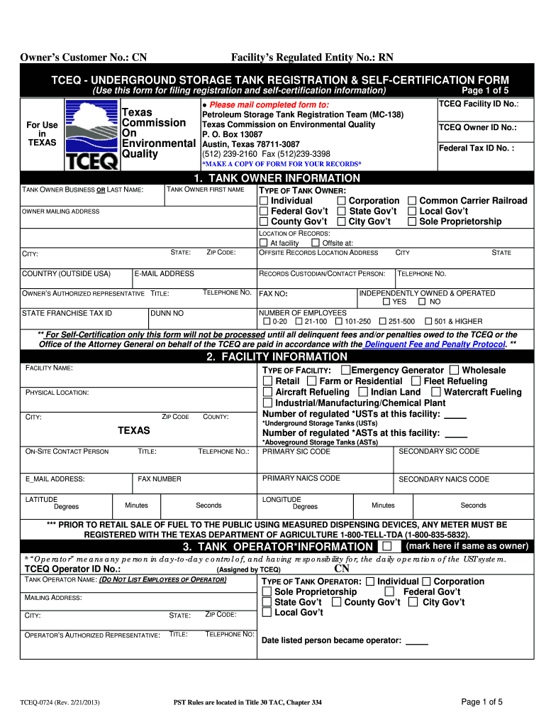  Form TX TCEQ 0724 Fill Online, Printable, Fillable, Blank 2016