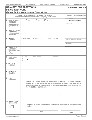 Form PAC PASS Texas State Ethics Commission Ethics State Tx