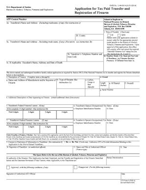 Form 4 Application for Tax Paid Transfer and Registration of