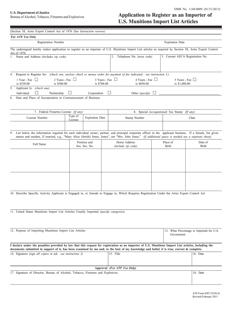 Get and Sign Atf Form 4587 2011-2022