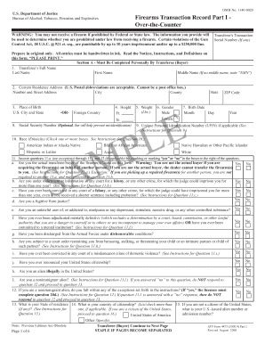 How to Fill Out Firearms Transaction Record Part 1 over the Counter  Form