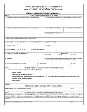 Notice of Arrival Form