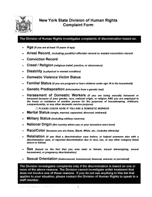 Complaint Form NYS Human Rights New York State Dhr Ny