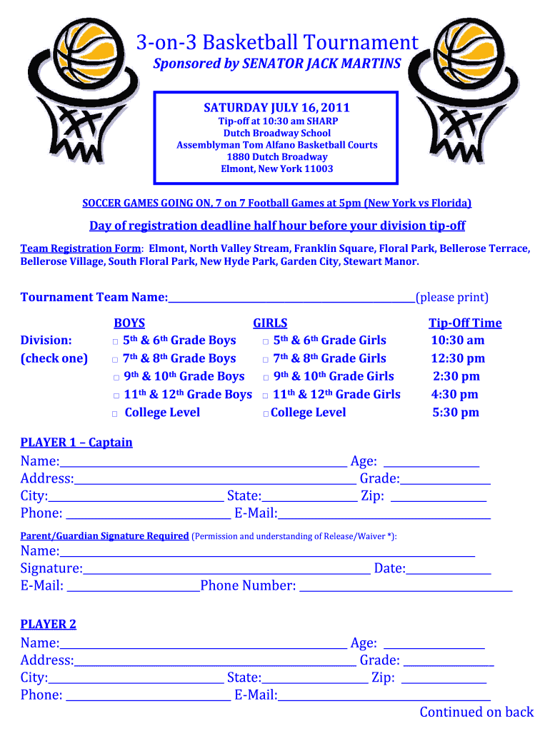 Basketball Waiver Forms
