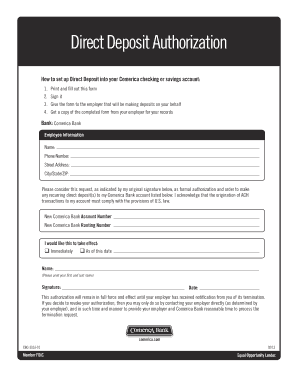 Comerica Bank Routing Number  Form