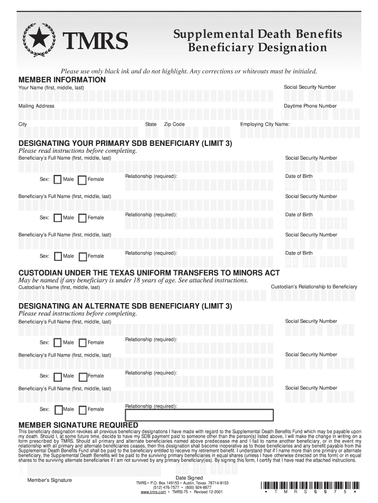 Supplemental Death  Form