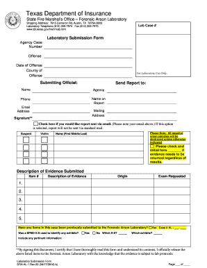 Forensic Exhibits Submission Form PDF