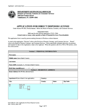 Direct Disposer License in Florida  Form