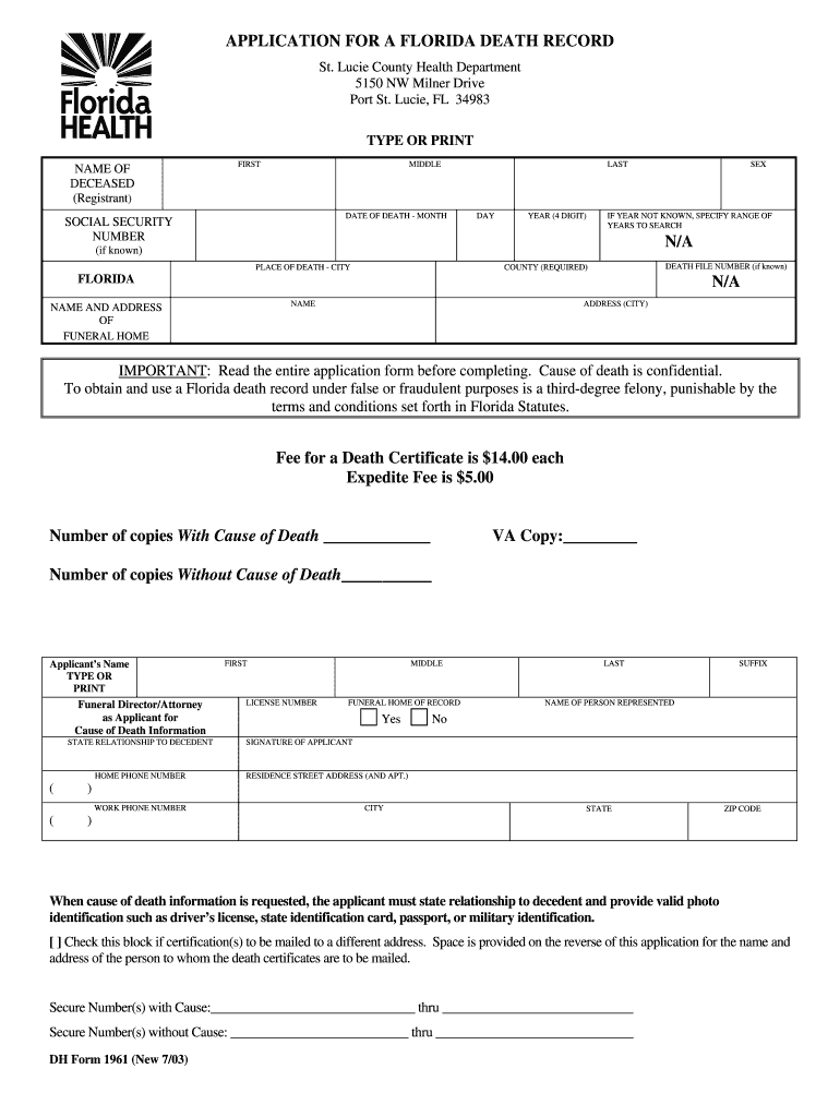  pdfFiller Death Certificate  Form 2003