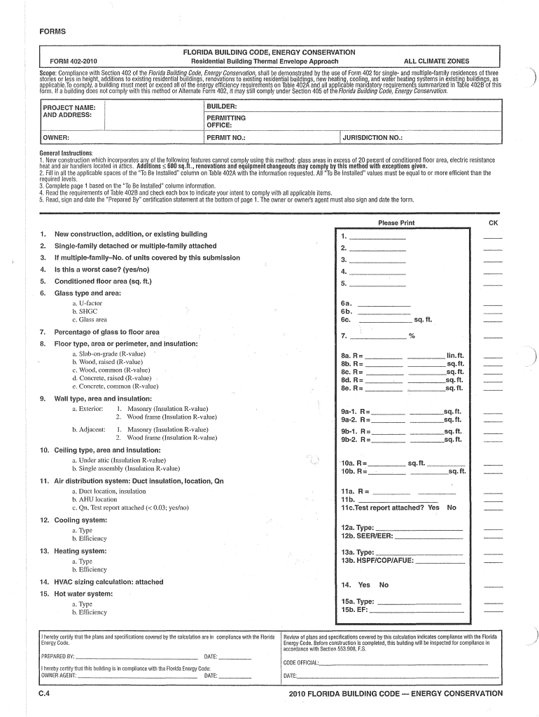  Fillable Florida Building Code Energy Conservation Residential 2010-2024