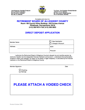 Allegheny County Direct Deposit Form