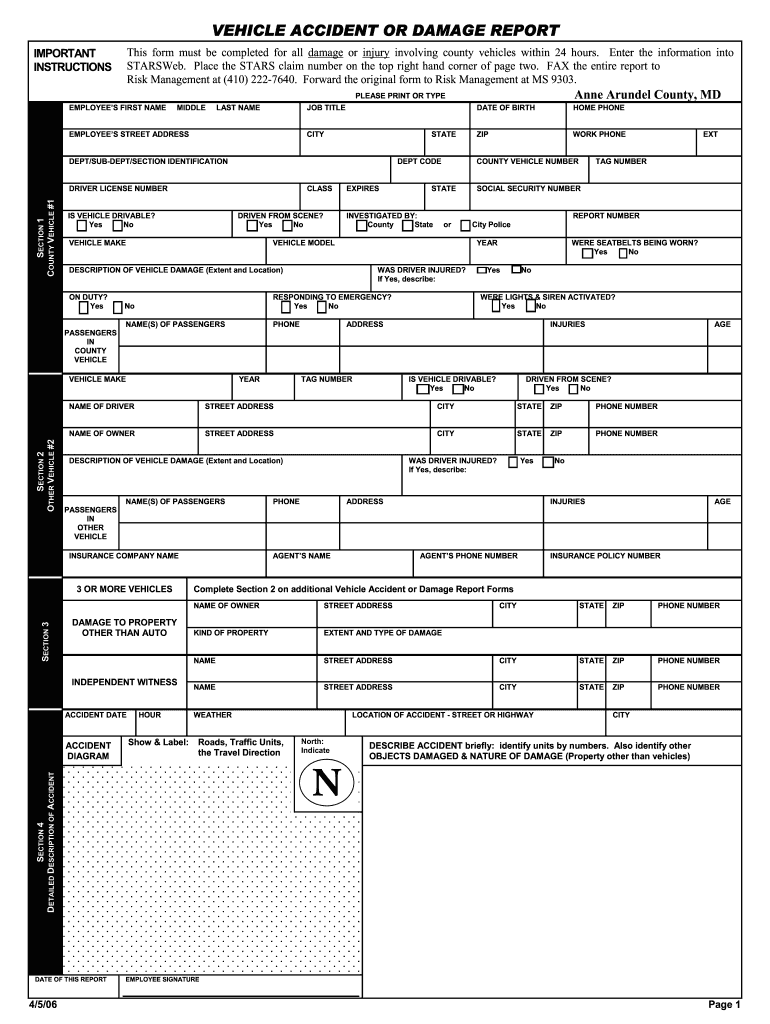 Vehicle Accident Investigation Report Form