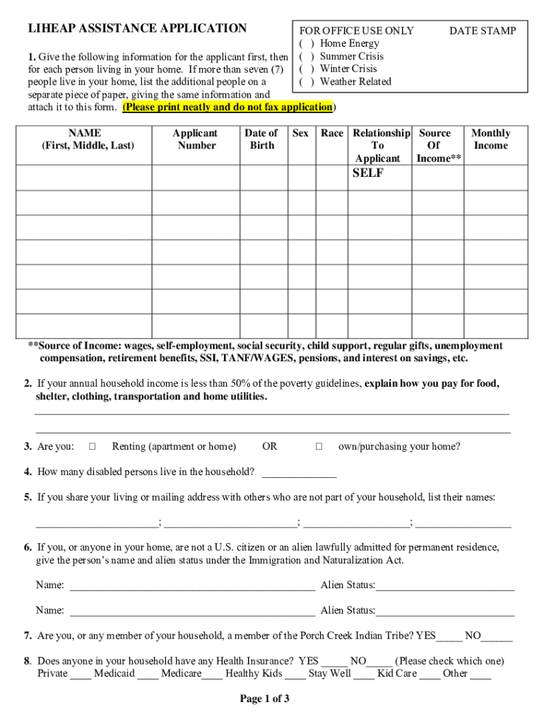 Liheap Application  Form