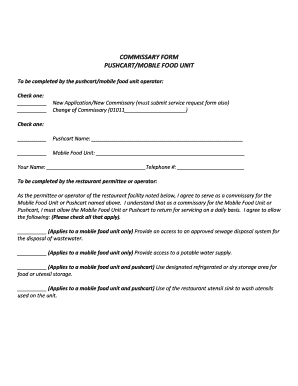 Buncombe County Environmental Services Commissary Form