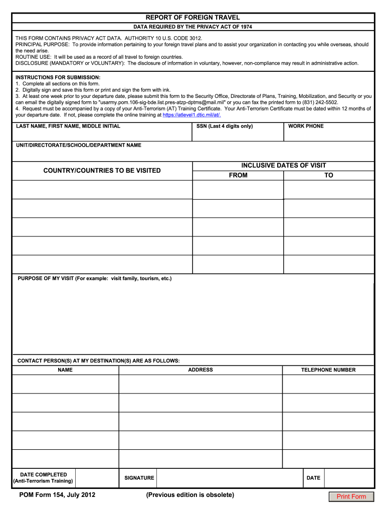 Get and Sign Pom Form 154 2012-2022