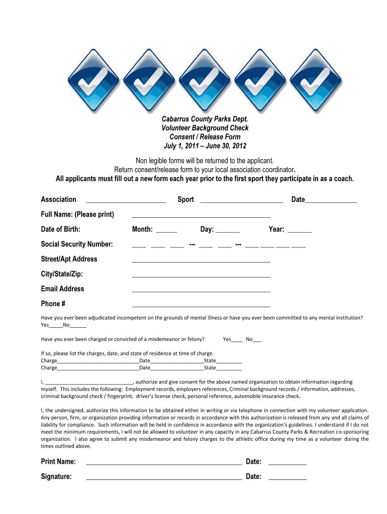  Cabarrus County Coaches Background Check Form 2012-2024