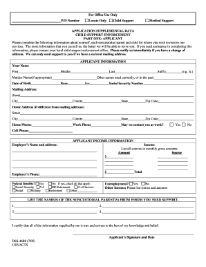 DSS 4688 Child Support Enforcement Application Supplemental Data Catawbacountync  Form