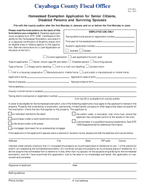 Cuyahoga Homestead Exemption  Form