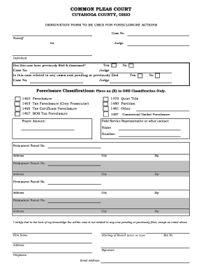 Cuyahoga County Court Docket  Form