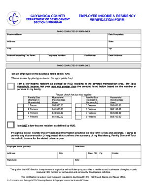 Employee Income Verification Form