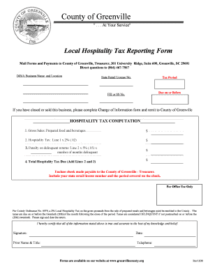 Local Hospitality Tax Reporting Form Greenville County Greenvillecounty