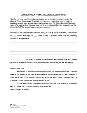 Gwinnett County Open Records Request  Form