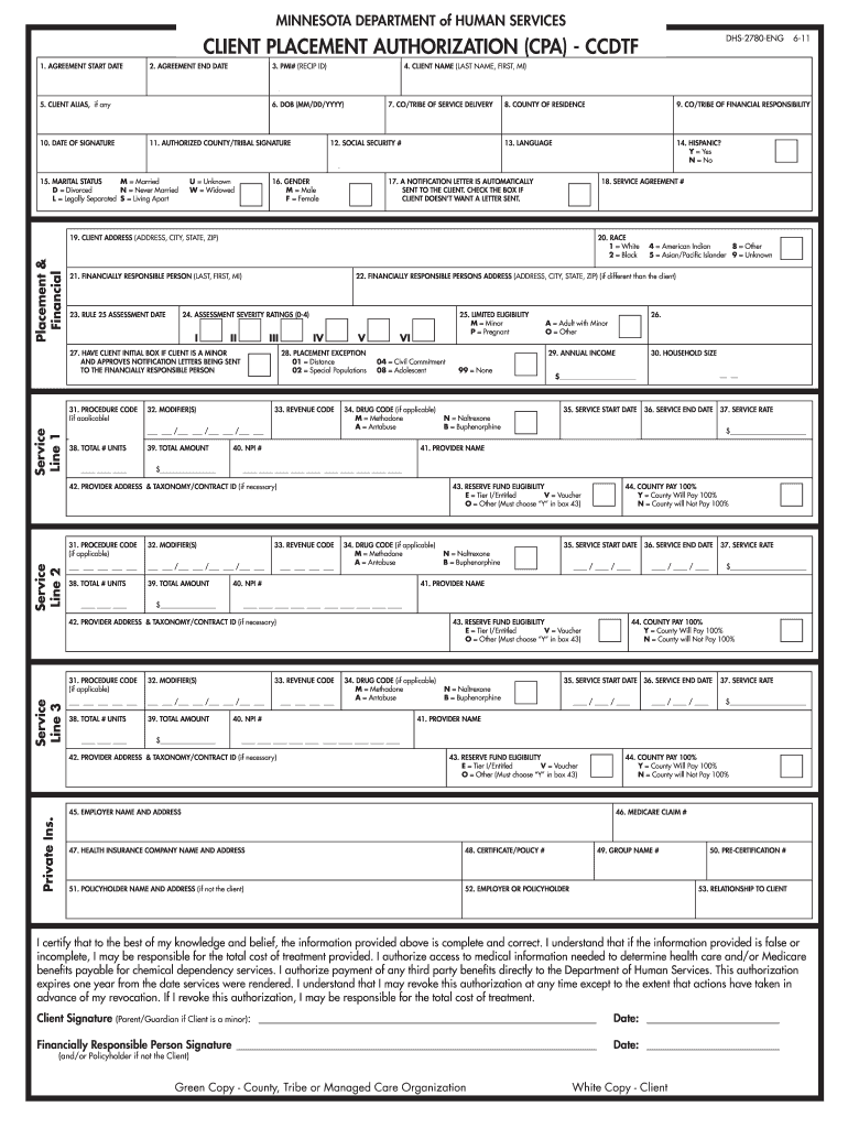  How to Fill Out a Client Placement Authorization Cpa Ccdtf 2011-2024