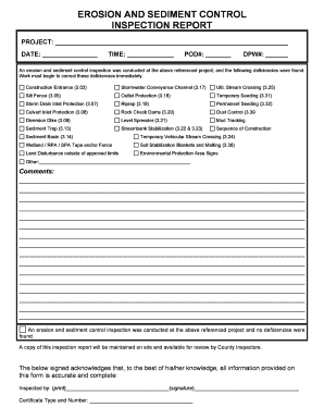 Erosion and Sediment Control Inspection Report Henrico County Co Henrico Va  Form