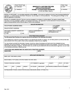 Hubbard County Permit to Purchase Form