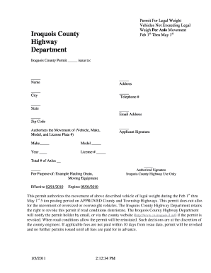 Iroquois County Highway Department  Form
