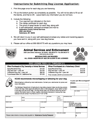 Dog License Kalamazoo  Form