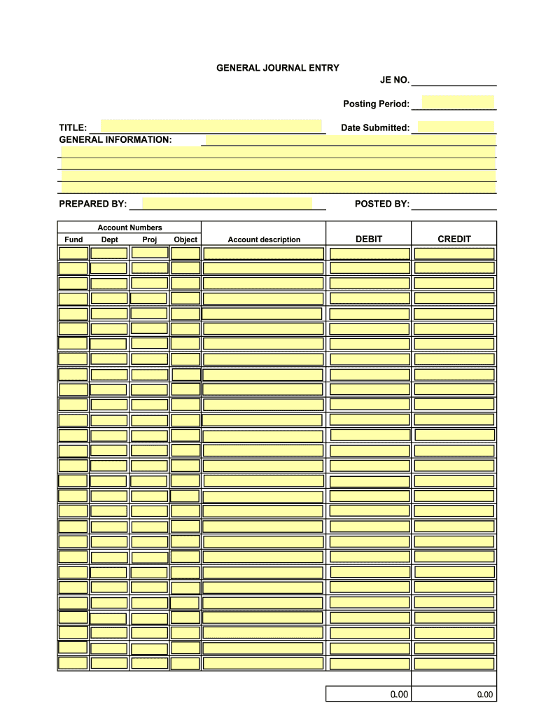Journal Entry Template PDF  Form