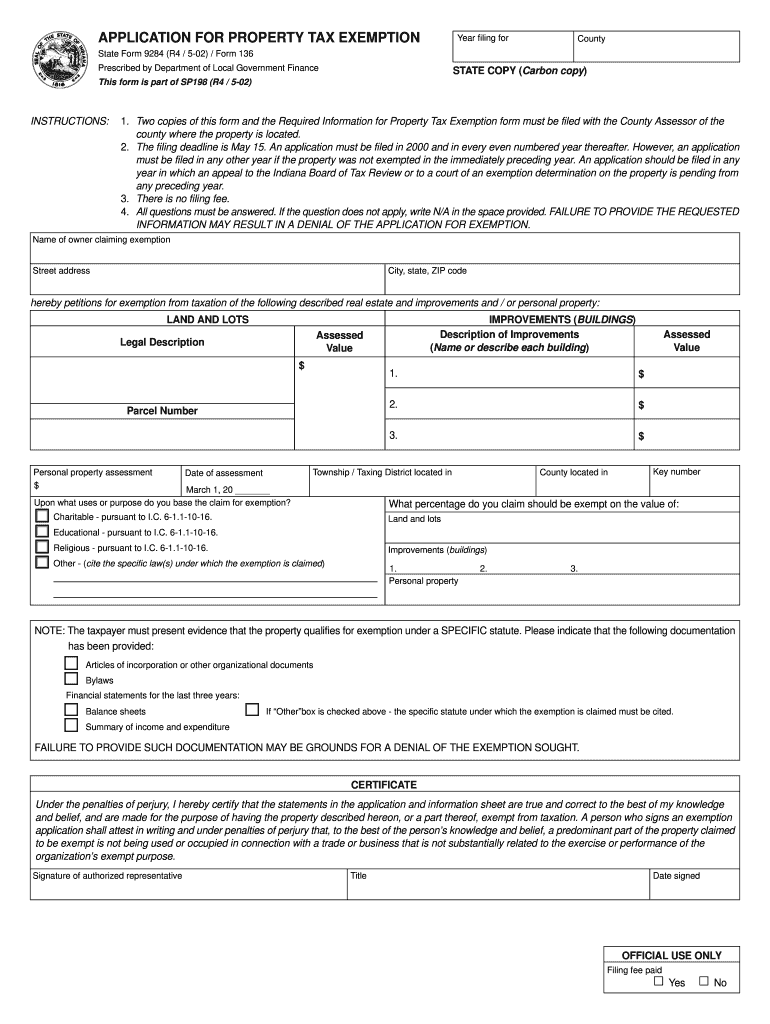  Property Tax Exemptions Form 2015