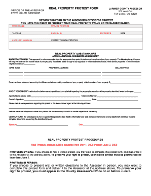 Real Property Protest Form Larimer County Colorado Co Larimer Co