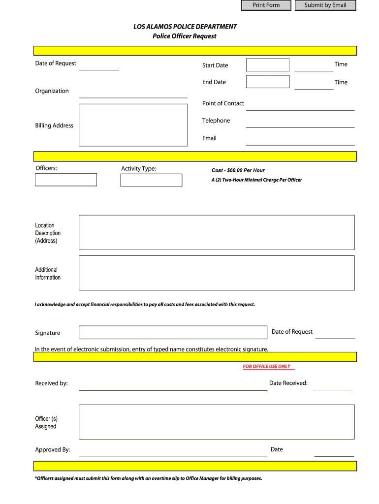 LAPD Officer Request Form  Los Alamos County  Losalamosnm