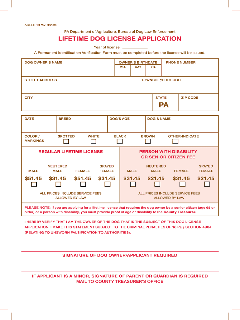  Dog License in Luzerne County Pa Form 2014