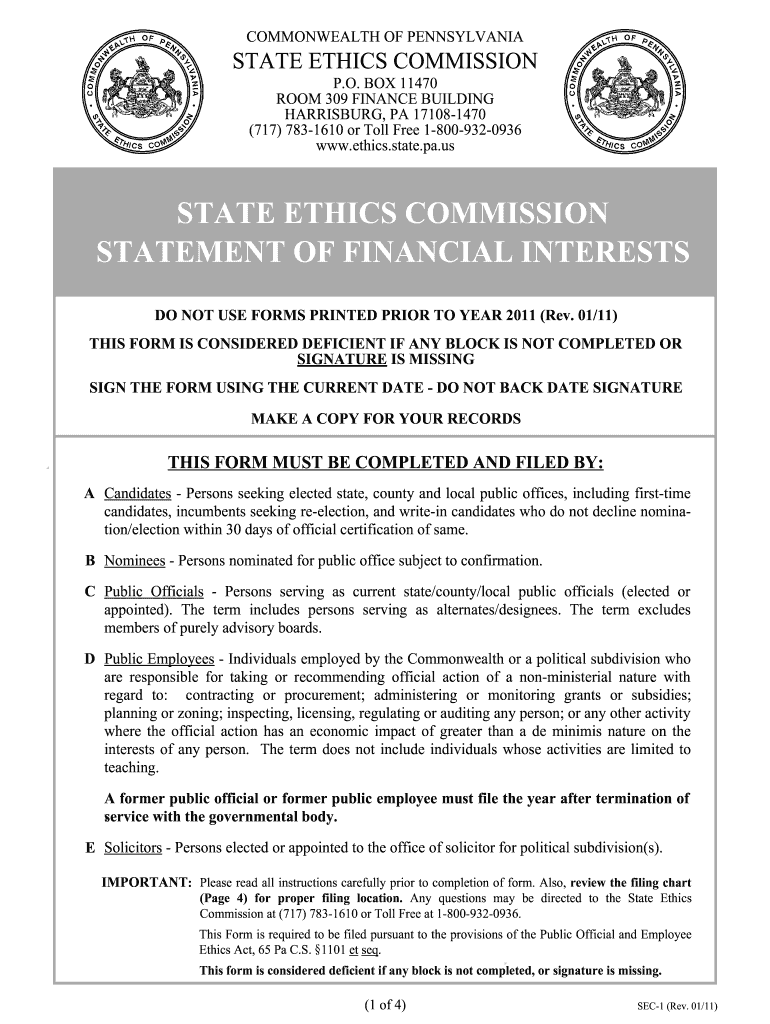  Statement of Financial Interest Form 2017-2024